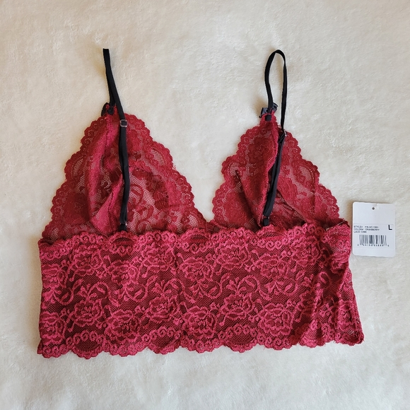 Foxers cranberry lace bralette cropped cami - large - Picture 2 of 4